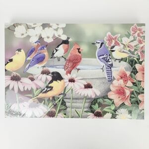 Collections Etc 51386~Garden Birdbath Lighted Canvas~12" × 17.5"~NEW Sealed